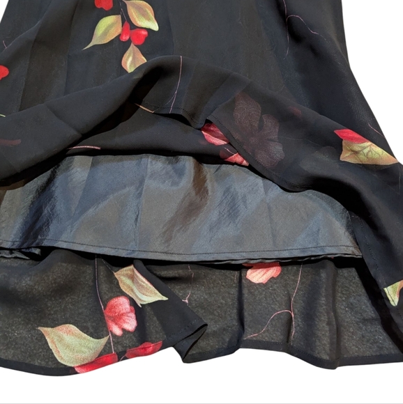 Vintage Jones New York 90s Black Red Oversized Flower Print Maximalism 8 Sheer - Picture 3 of 6